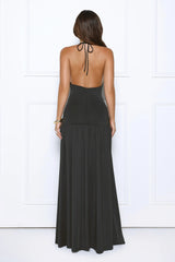 Hot Girl Confidential Halter Maxi Dress Black